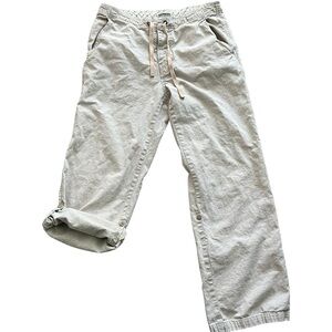 Women's EXPRESS Beige Linen|Cotton Blend Capris M